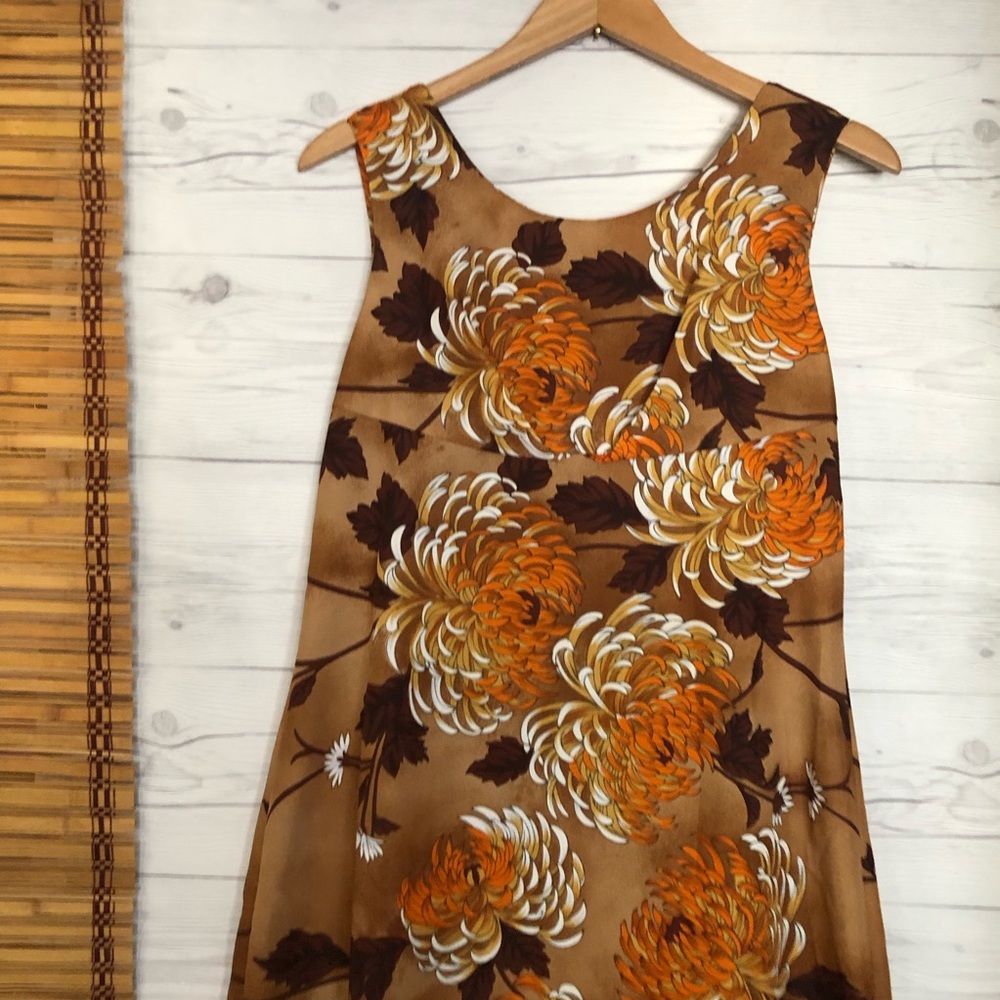 Vintage Hawaiian Palm Maxi Dress Floral Sleeveless - Picture 2 of 8